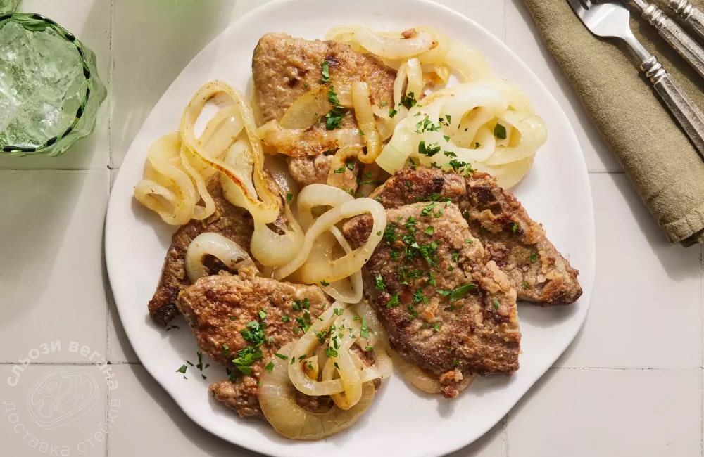 Рецепт приготовления говяжьей печени с луком